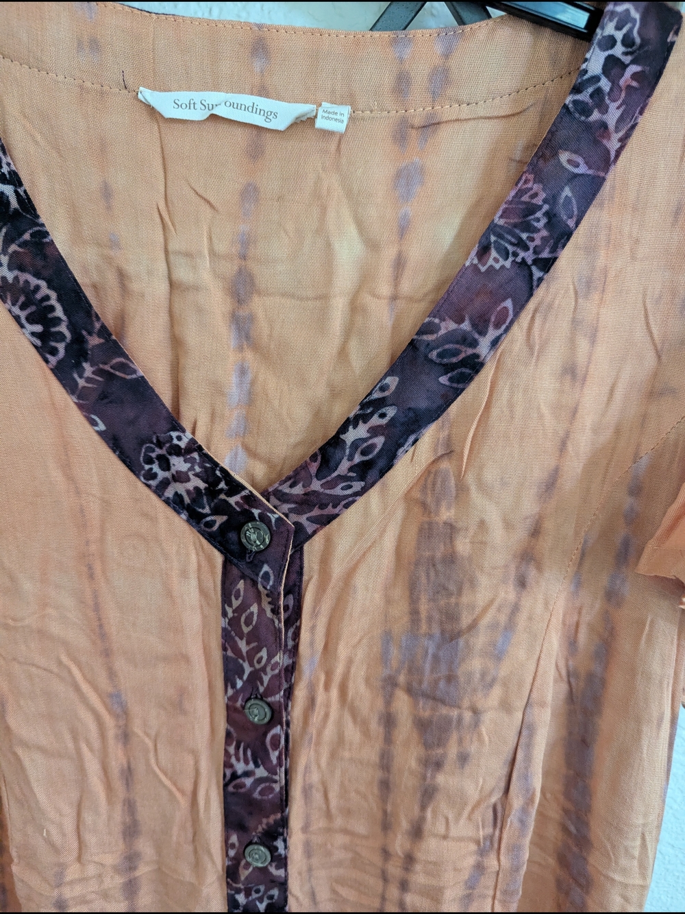 Soft Surroundings Rayon Tiedye Maxi Dress with Trim Sz Large - Picture 3 of 6
